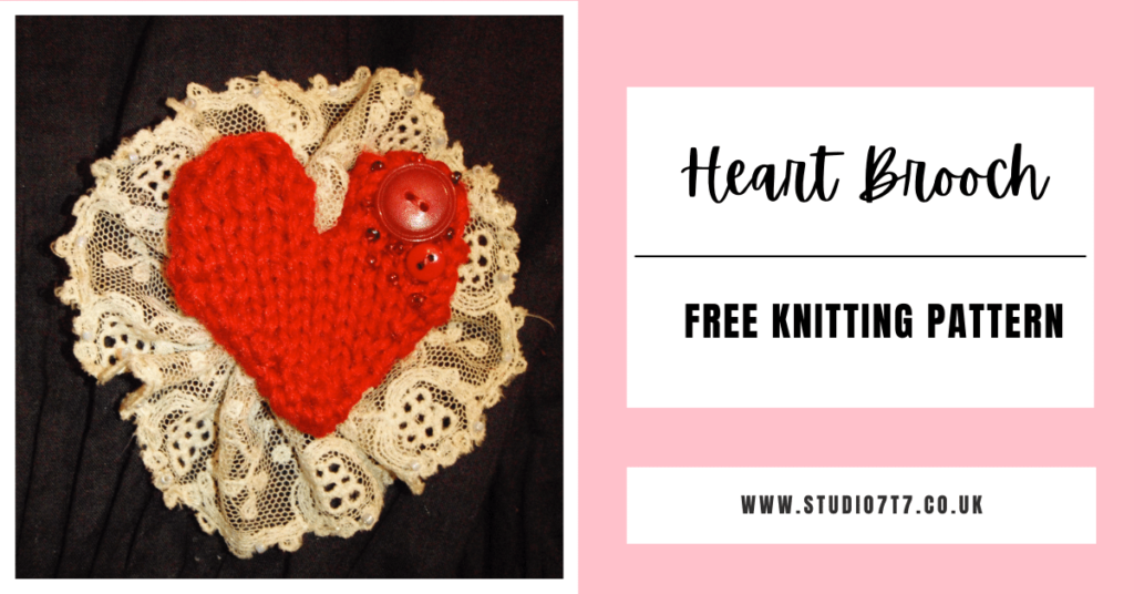 heart brooch free knitting pattern featured image