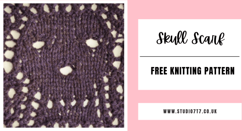 skull scarf free knitting pattern featured image
